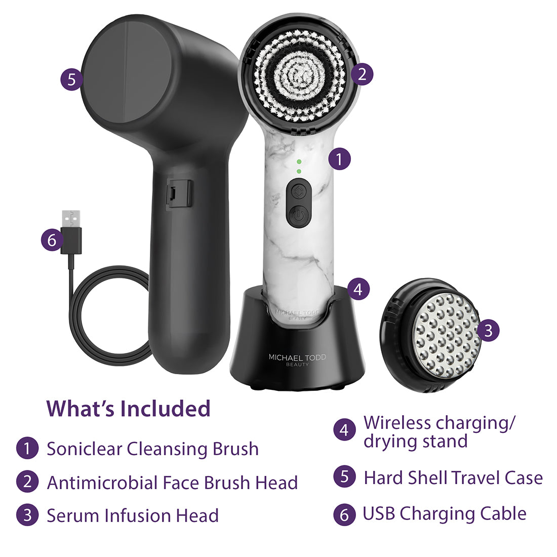 White Marble Soniclear Petite Sonic Facial Cleansing Brush