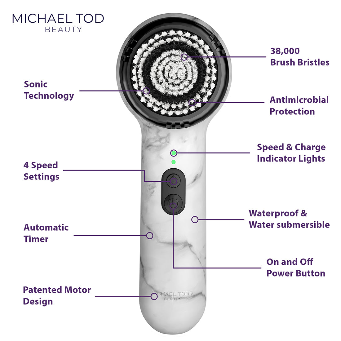 White Marble Soniclear Petite Sonic Facial Cleansing Brush