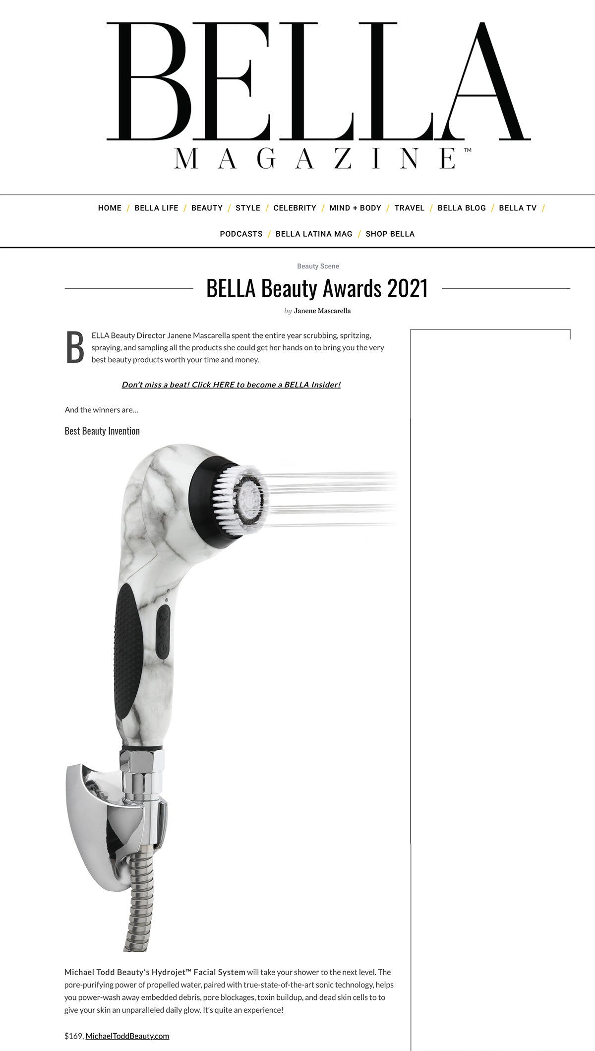 BELLA Magazine Beauty Awards - Hydrojet