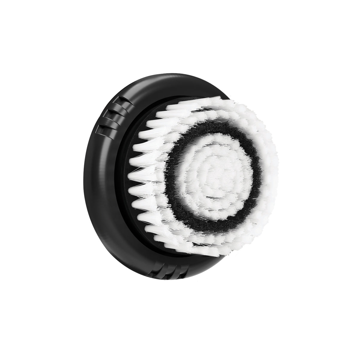 The Soniclear Face Brush (v.2) by Michael Todd Beauty features a round antimicrobial brush head with white bristles and a black circular pattern, set on a black base, designed for daily facial cleansing and pore unclogging. Shown on a white background.