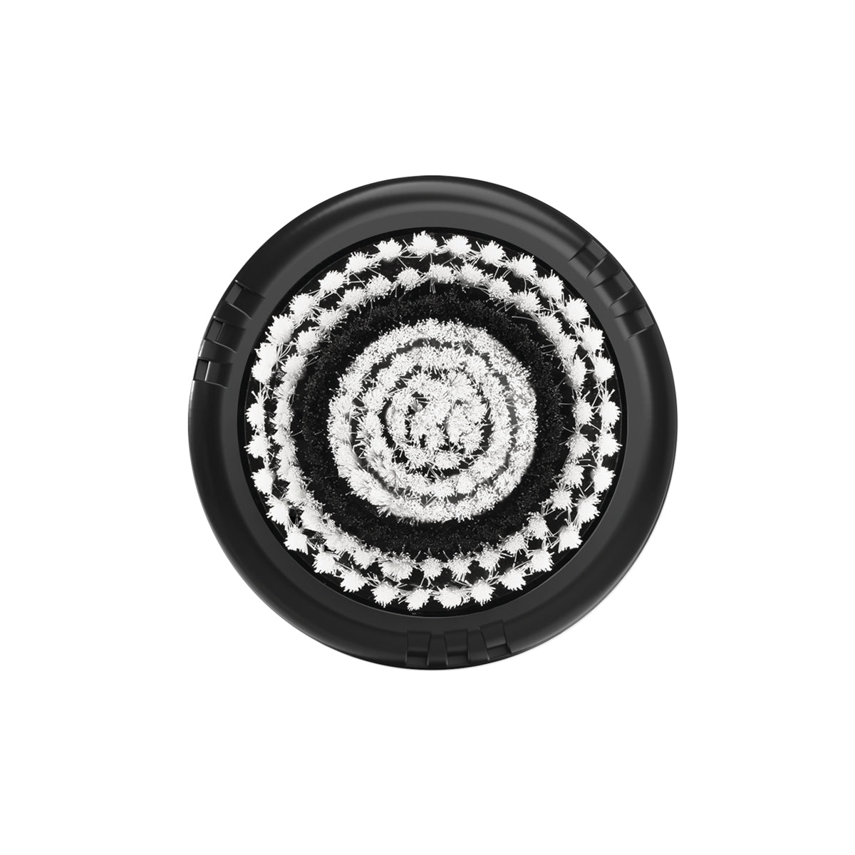 Top view of the Michael Todd Beauty Soniclear Face Brush (v.2) antimicrobial cleansing head with concentric black and white bristle rings, designed for daily facial cleansing and pore unclogging, set against a white background.