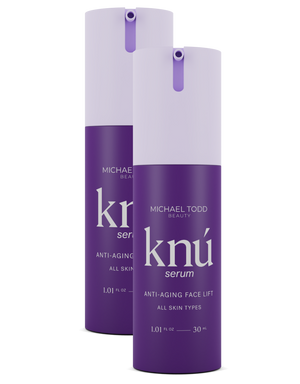 A group of Knú Ageless Serum - 2 Month Supply containers with white caps from Michael Todd Beauty. visible_badge