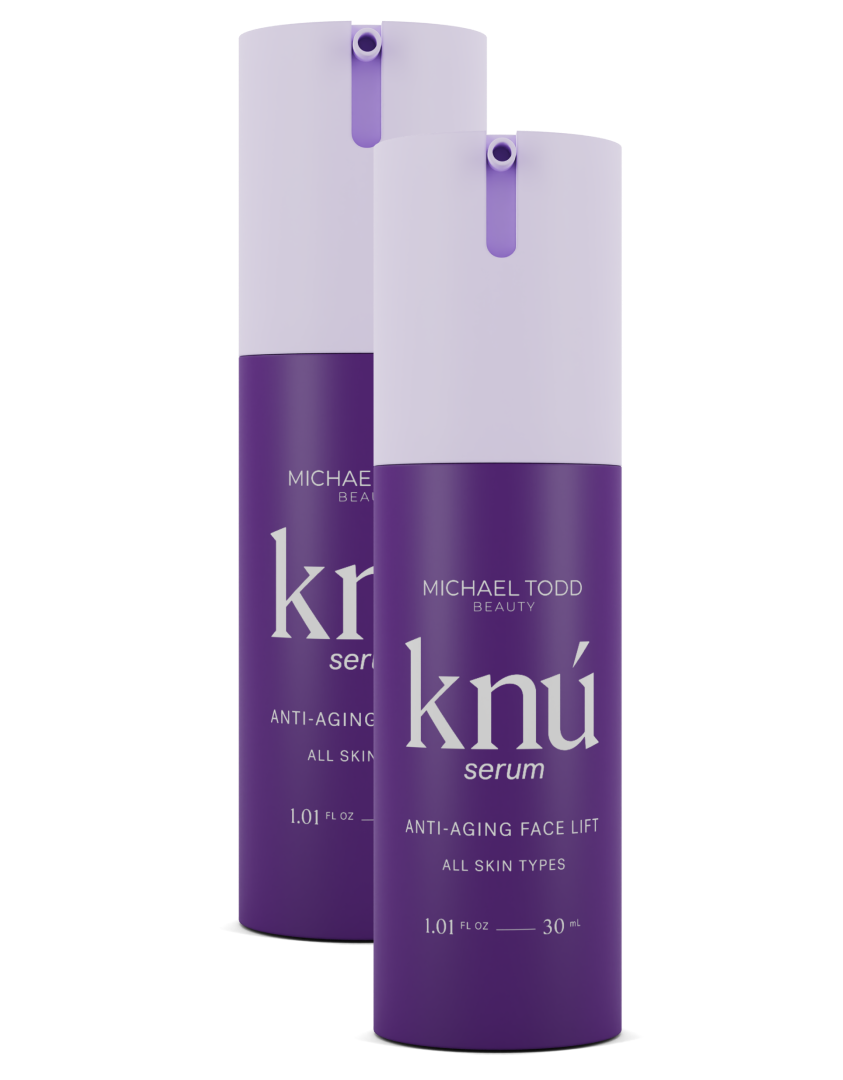 A group of Knú Ageless Serum - 2 Month Supply containers with white caps from Michael Todd Beauty.