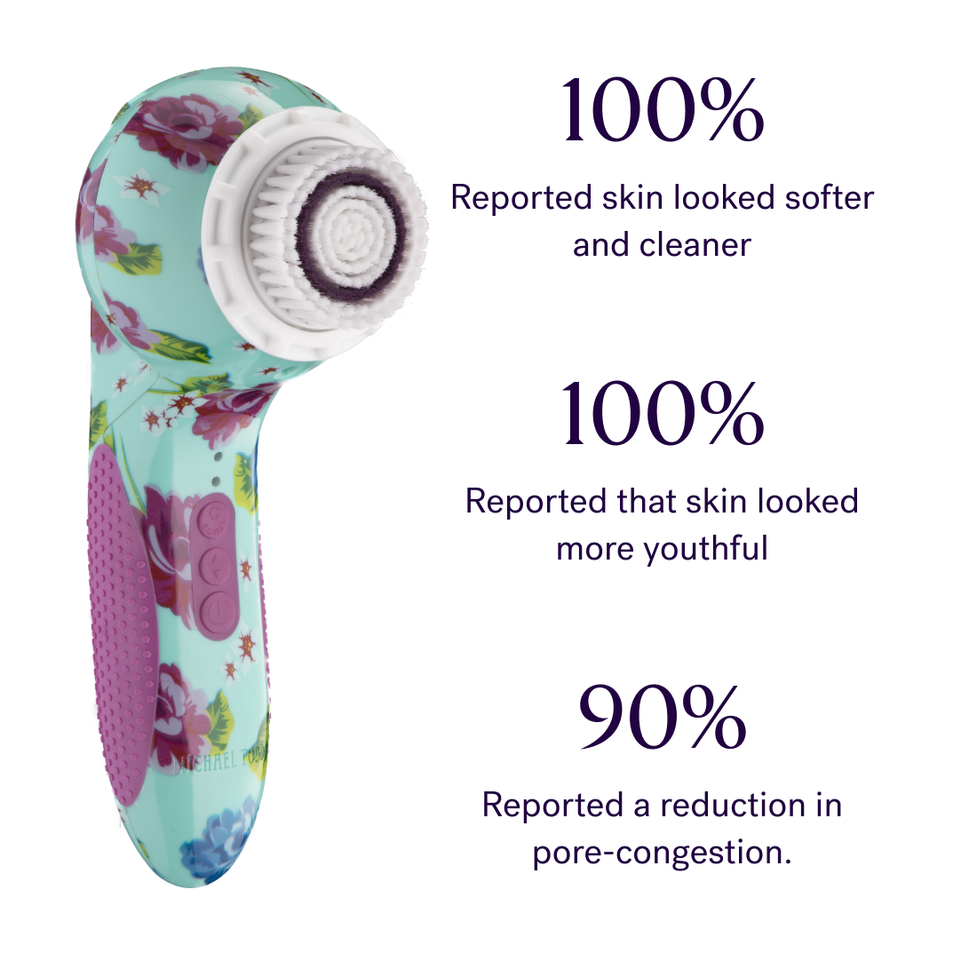 Upgrade your skincare routine with the Glow All Day facial cleanser from Michael Todd Beauty featuring a beautiful floral design. This device will help you achieve a radiant glow effortlessly.