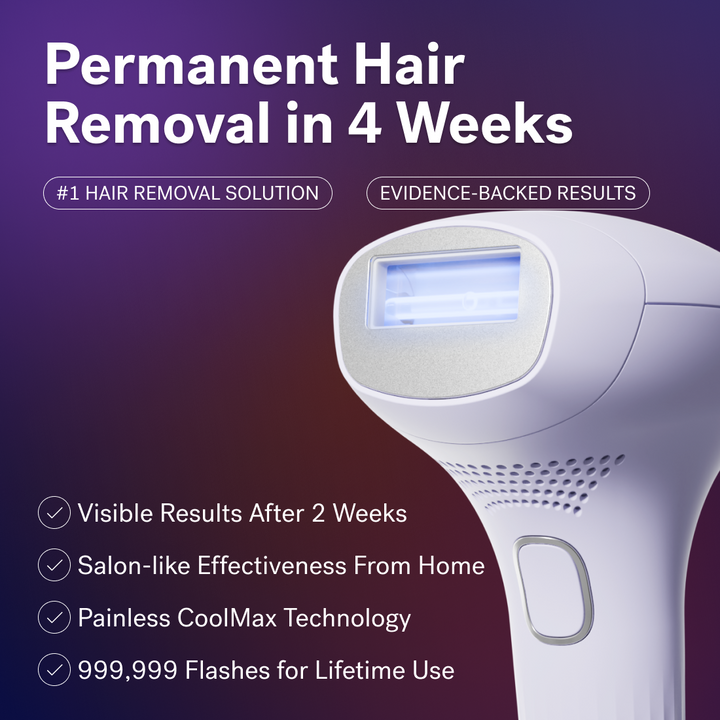 Lavender Lust - Close-up of a Lumos IPL device by Michael Todd Beauty with a text overlay stating