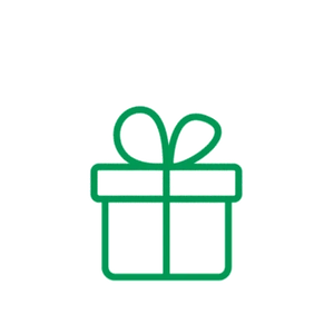 A green MYSTERY GIFT box icon on a black background.