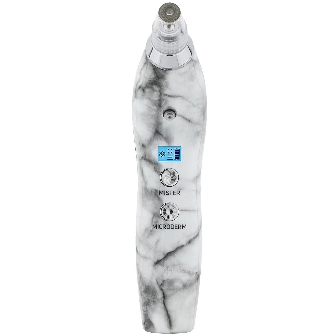A white and marble Sonic Refresher - Free Gift electric shaver by Michael Todd Beauty on a white background.